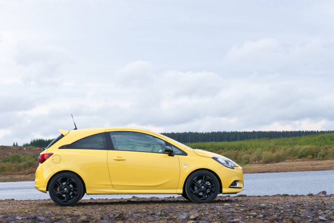 Обои картинки фото автомобили, vauxhall, желтый, 2014г, e, 3-door, limited, edition, corsa