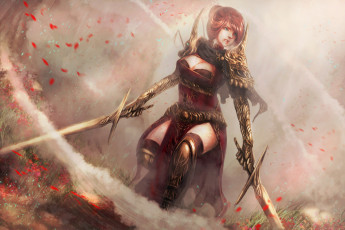 Картинка фэнтези девушки униформа фон девушка меч