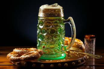 обоя еда, напитки,  пиво, зеленое, пиво, брецели