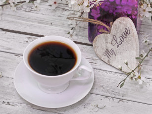 Картинка еда кофе кофейные зёрна сердечко цветы