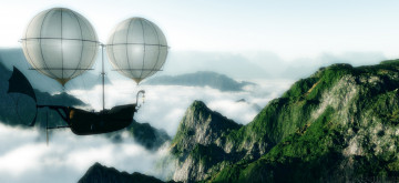 Картинка above clouds 3д графика atmosphere mood атмосфера настроения steampunk