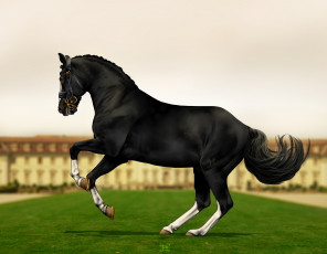 Картинка рисованное животные +лошади фон лошадь