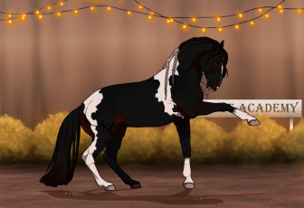 Картинка рисованное животные +лошади фон гирлянды лошадь
