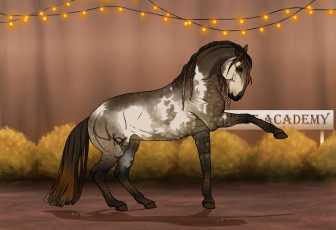 Картинка рисованное животные +лошади гирлянды фон лошадь