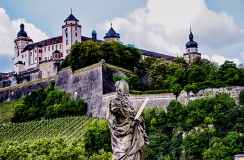Картинка города замки+германии склон бавария германия вюрцбург пейзаж дворец деревья стена