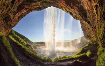 Картинка природа водопады трава арка водопад глаз