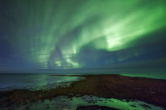 Обои картинки фото природа, северное сияние, звезды, ночь, aurora, borealis, северное, сияние