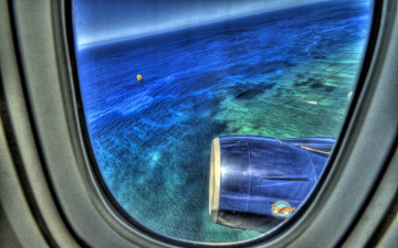 Картинка авиация авиационный+пейзаж креатив самолет полет иллюминатор море