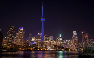 Картинка города торонто+ канада панорама ночь огни
