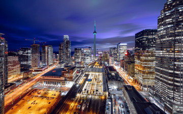 Картинка города торонто+ канада панорама ночь огни