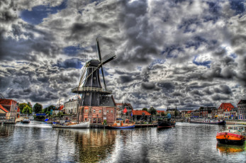 Картинка amsterdam netherlands города амстердам нидерланды дома река