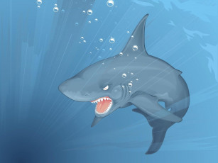Картинка рисованные животные +рыбы акула