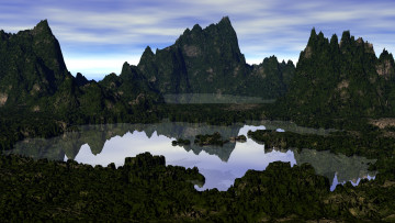 Картинка 3д+графика природа+ nature озеро горы
