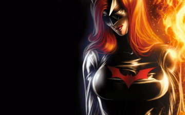 Картинка фэнтези девушки batwoman герой грудь эмблема рыжая знак