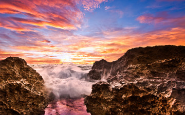 Картинка природа восходы закаты море закат скалы прибой