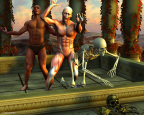 Картинка 3д графика horror ужас человек скелет существо