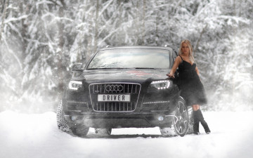 Картинка автомобили -авто+с+девушками лес автомобиль фон взгляд снег девушка
