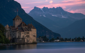 обоя города, шильонский замок , швейцария, chillon, castle