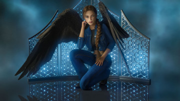 Картинка 3д+графика ангел+ angel девушка фон взгляд крылья костюм