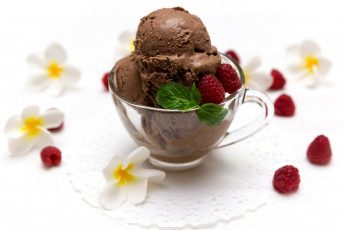 Картинка еда мороженое +десерты плюмерия малина ягоды шоколадное мята