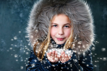 Картинка разное дети девочка шапка снег