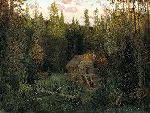 Картинка рисованное аполлинарий+васнецов лес избушка