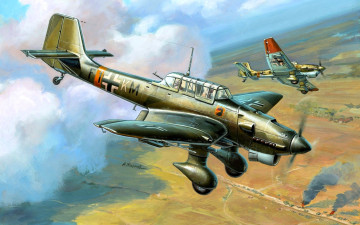 Картинка авиация 3д рисованые v-graphic самолеты полет война фашисты