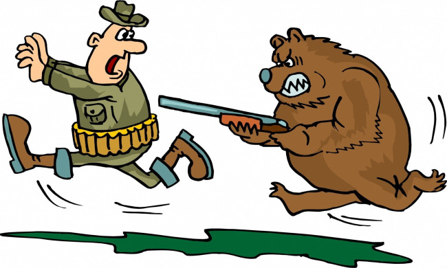 Обои картинки фото юмор и приколы, охотник, медведь, ружье