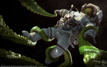 Картинка tomas kral 3д графика fantasy фантазия щупальца космонавт скафандр