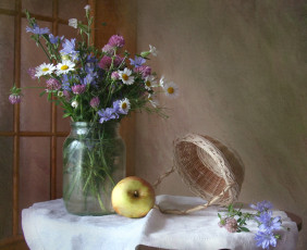 Картинка цветы луговые+ полевые +цветы яблоко клевер ромашки