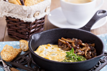 Картинка еда грибы +грибные+блюда зелень омлет завтрак