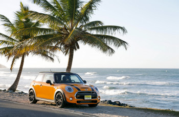 Картинка 2014+mini+cooper+s автомобили mini cooper оранжевый тюнинг побережье