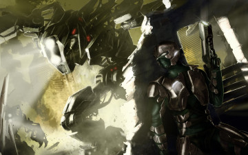 Картинка фэнтези роботы +киборги +механизмы будущее солдат механоид робот