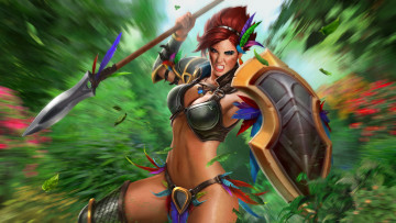Картинка видео+игры juggernaut wars амазонка геката девушка копьё щит игра