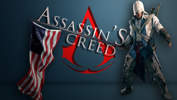 Картинка видео+игры assassin`s+creed мужчина фон униформа флаг