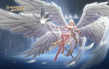 Картинка видео+игры league+of+angels девушка ангел крылья посох корона