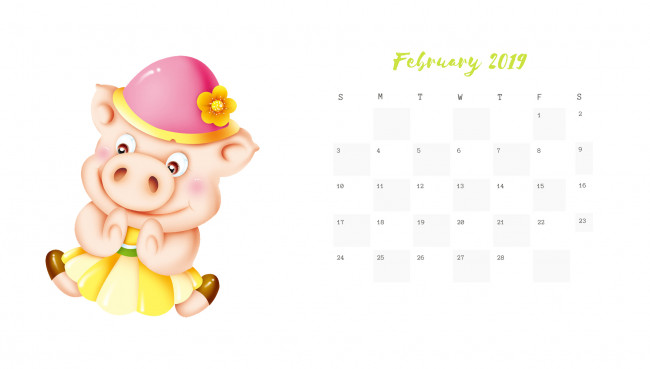 Обои картинки фото календари, рисованные,  векторная графика, свинья, шляпа, поросенок
