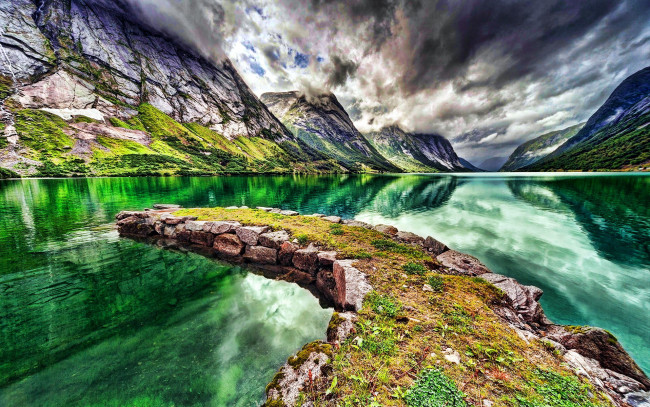 Обои картинки фото природа, реки, озера, горы, озеро, облака