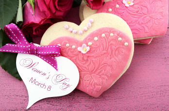 Картинка праздничные международный+женский+день+-+8+марта сердечки розы цветы