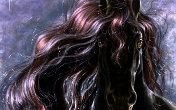 Картинка рисованное животные +лошади лошадь голова