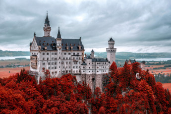 обоя города, замок нойшванштайн , германия, bavaria, germany, alps, autumn, mountain, neuschwanstein, castle, нойшванштайн, замок