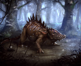 Картинка фэнтези существа клыки лес чудовище монстр