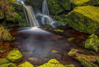 Картинка природа водопады водопад вода мох камни лес