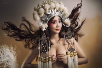 Картинка девушки -unsort+ азиатки взгляд стиль волосы головной убор макияж модель азиатка