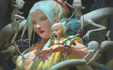 Картинка фэнтези красавицы+и+чудовища dragon spirit дракон мистика арт маска девушка дух