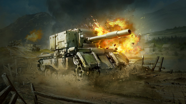 Обои картинки фото видео игры, battalion wars, танк, фон, ствол