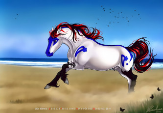 Картинка календари фэнтези лошадь конь галоп calendar 2020