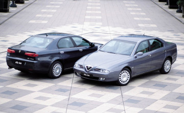 обоя alfa romeo 166, автомобили, alfa romeo, черный, серебристый