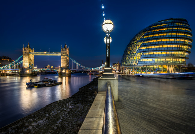Обои картинки фото города, лондон, великобритания, темза, мост, река, площадь, вечер
