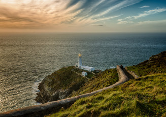 Картинка природа маяки океан побережье круча маяк горизонт